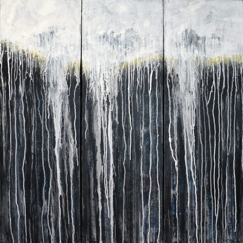 Dark Waterfall - triptych - 36x36in